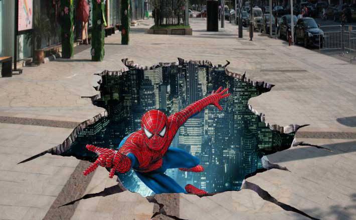 蜘蛛俠3D立體畫 3D地畫